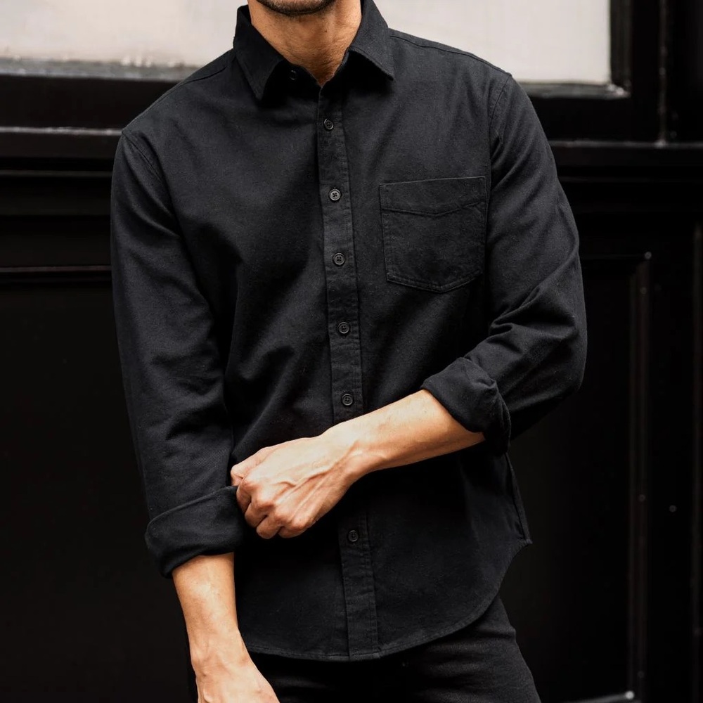UNTUCKit Wrinkle-Resistant Linen Vin Santo Long Sleeve Shirt Black Size XL